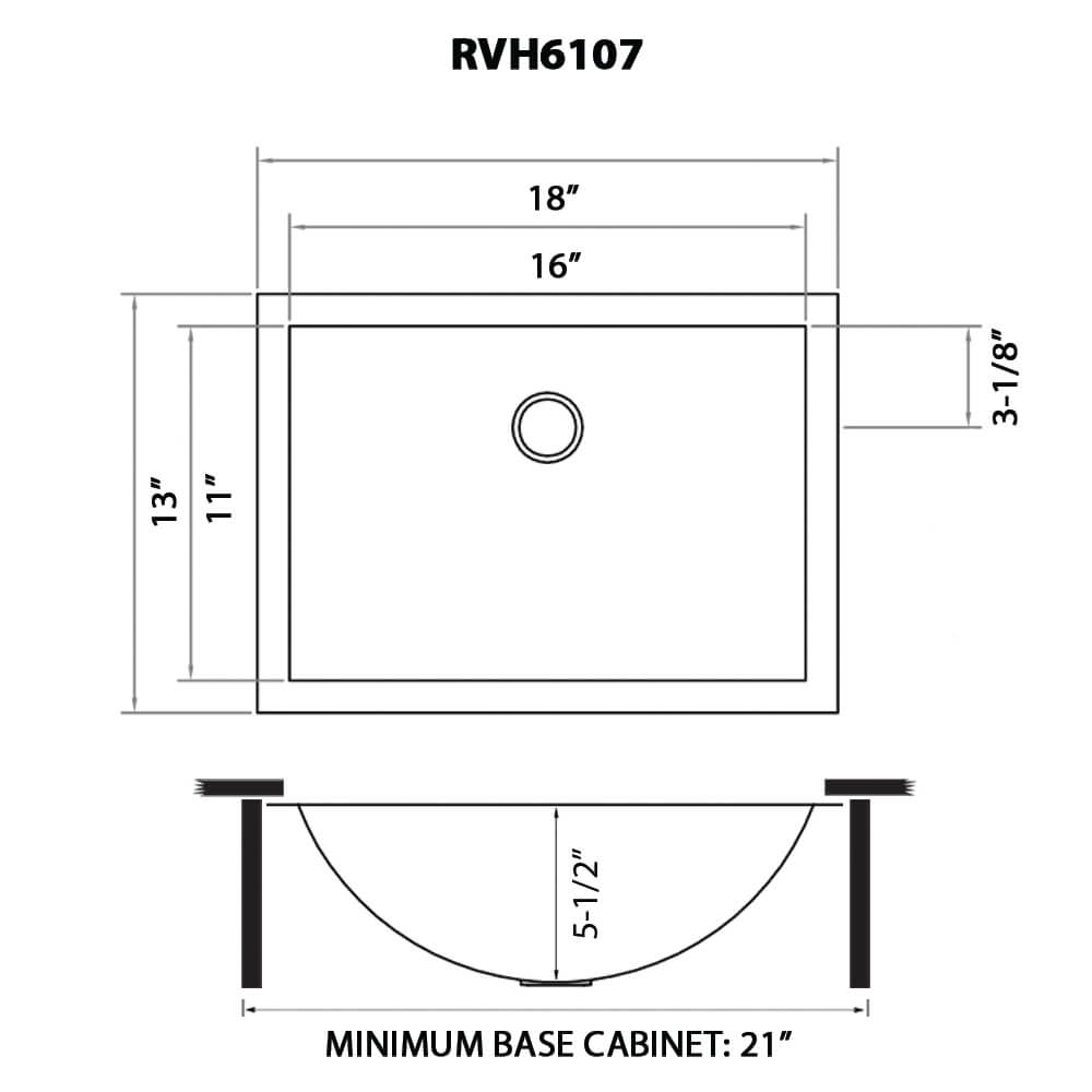 RUVATI RVH6107BL 16 x 11 inch Gunmetal Black Undermount Sink Stainless Steel