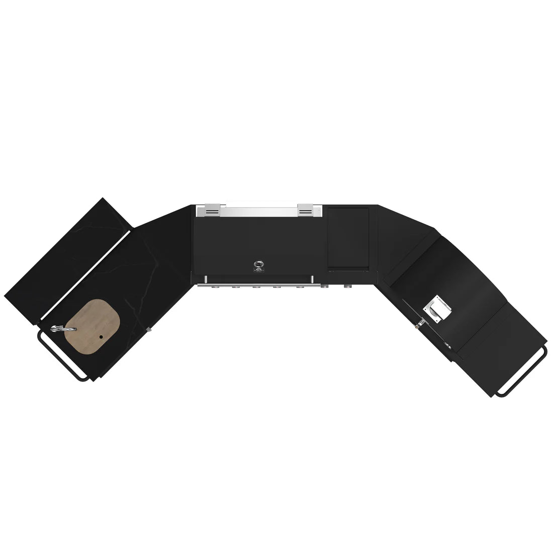 FORNO Forno/FODKT2551BLK Outdoor Kitchen w/ BBQ, Sink & Bar Module, Gas Pizza Oven - Black