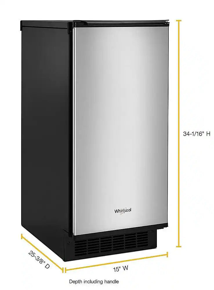 WHIRLPOOL WUI75X15HZ 15-inch Icemaker with Clear Ice with Gravity Drain System