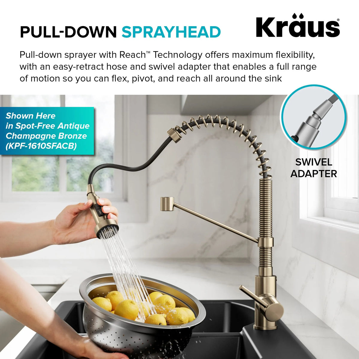 KRAUS KPF-1610SFACBMB favourite Bolden Commercial Style Single Handle Pull Down Kitchen Faucet