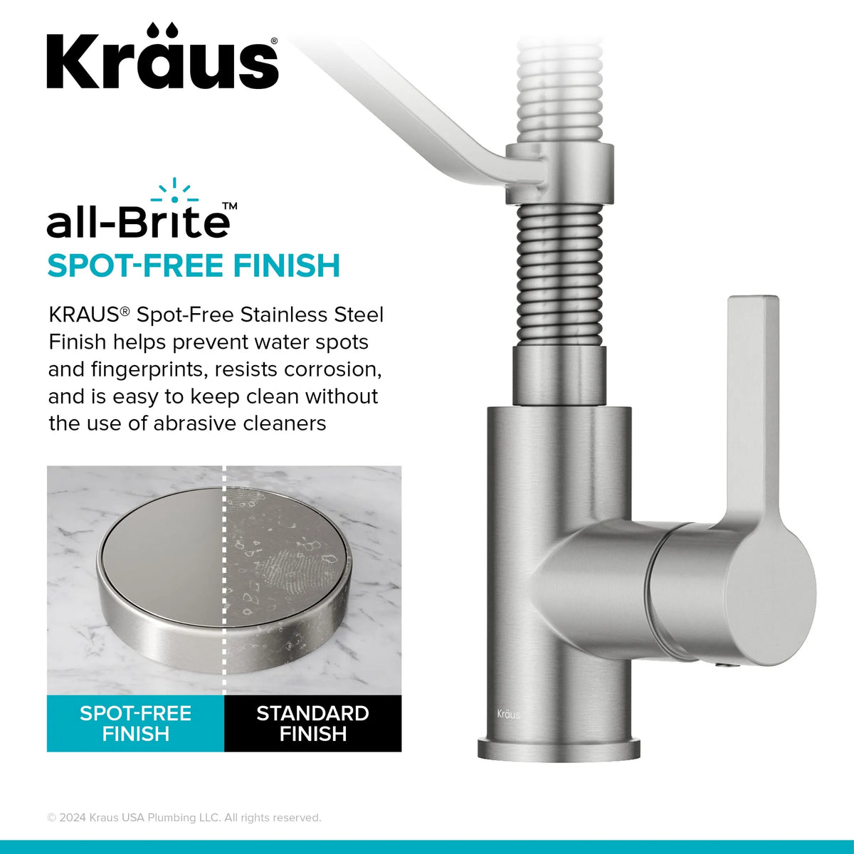 KRAUS KPF-1693SFS Britt Commercial Style 2-Function Pull Down Kitchen Faucet in Stainless Steel