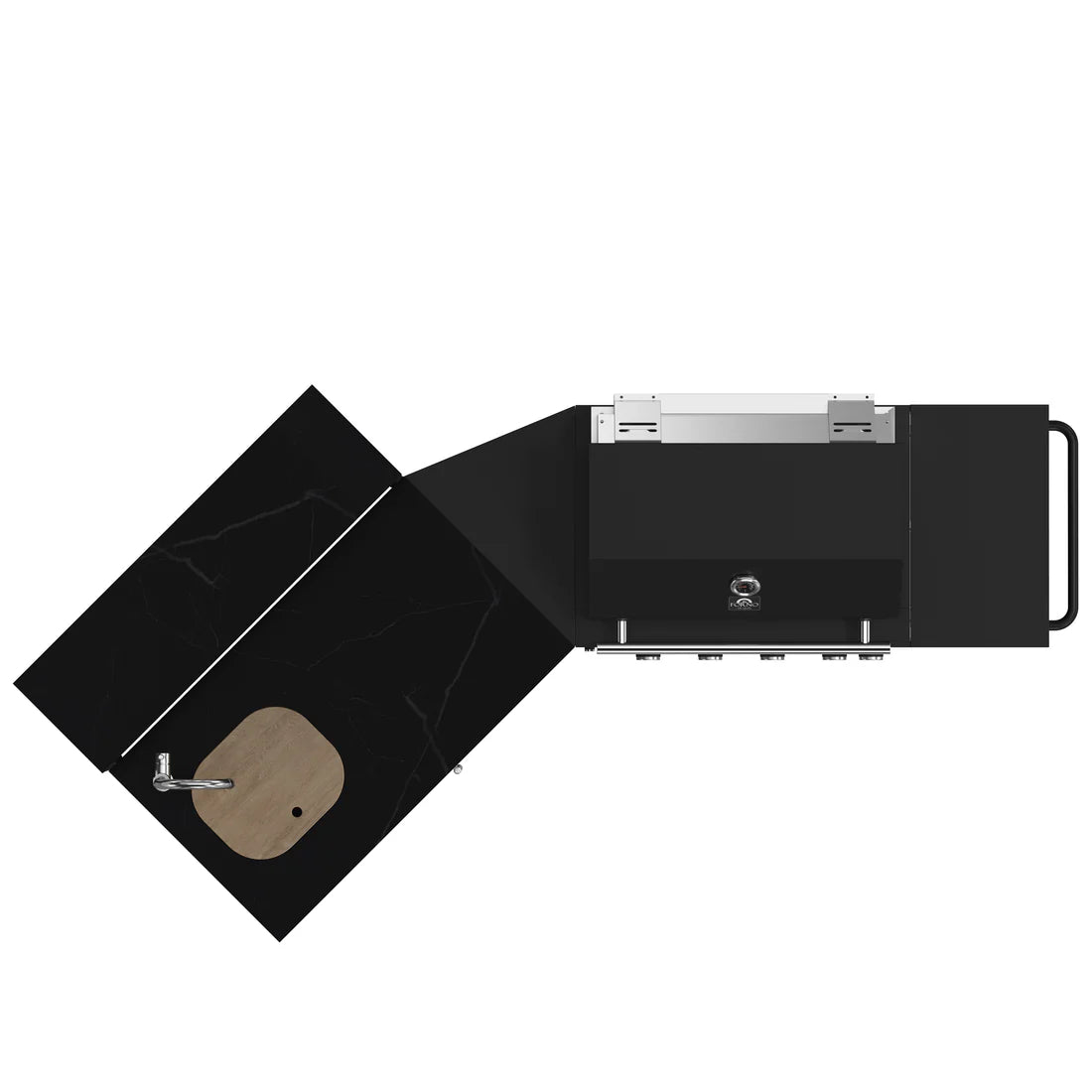 FORNO/FODKT2582BLK Outdoor Kitchen w/ BBQ, Sink Module, Bar & Beverage Center - Black