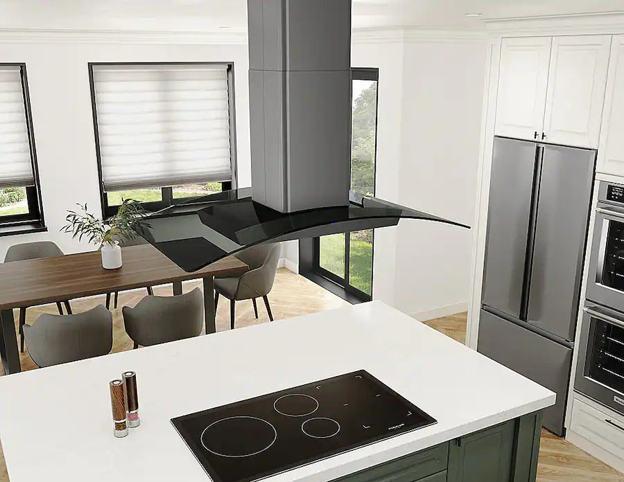 ZEPHYR ZRE-M90BBSGG Ravenna Island Hood 90cm - Black Stainless