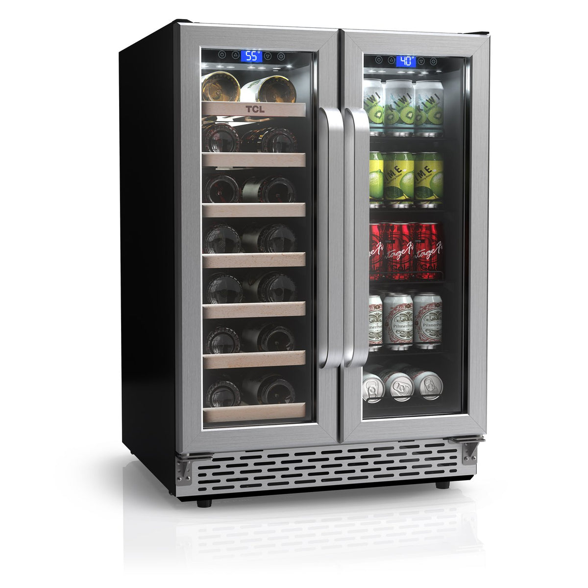 TCL TRD20B8AS 20 Bottle & 78 Can Dual Zone Wine & Beverage Cooler