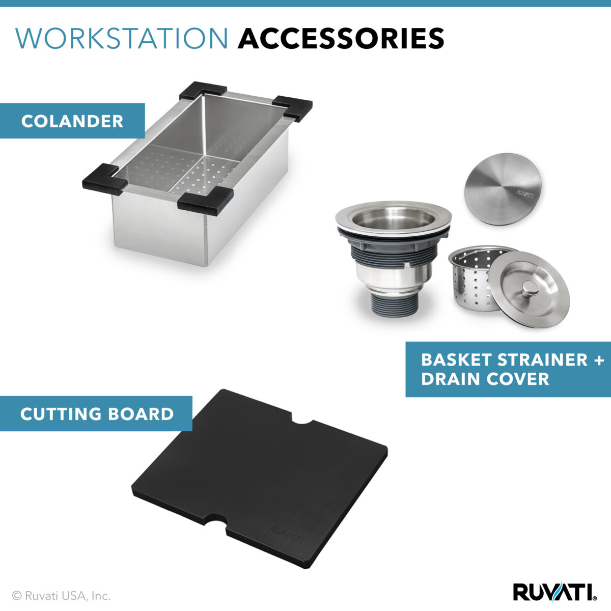 RUVATI RVQ5221 21 x 20 inch Outdoor Workstation Sink
