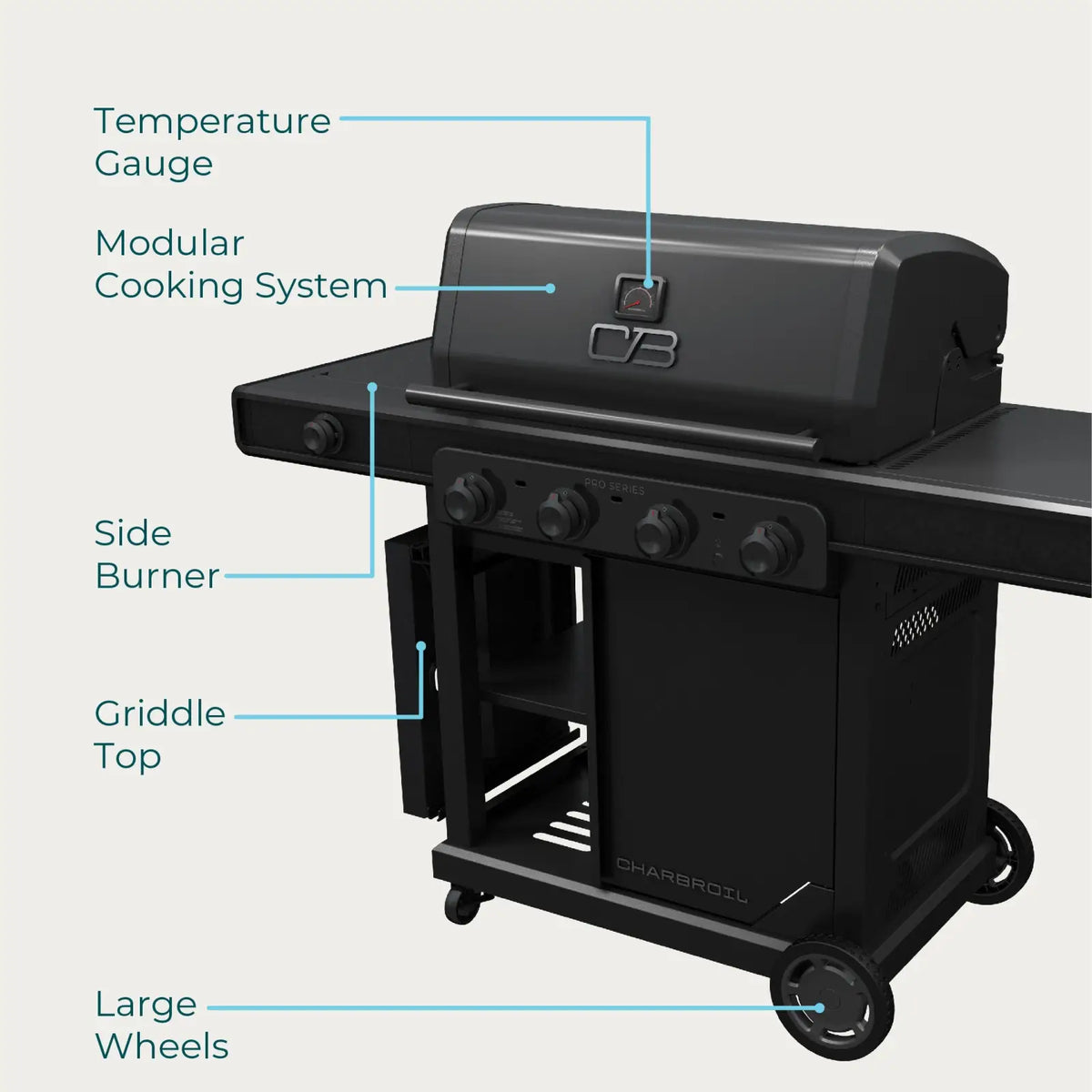Char-Broil 463281024 Pro 4-Burner Gas Grill with Side Burner