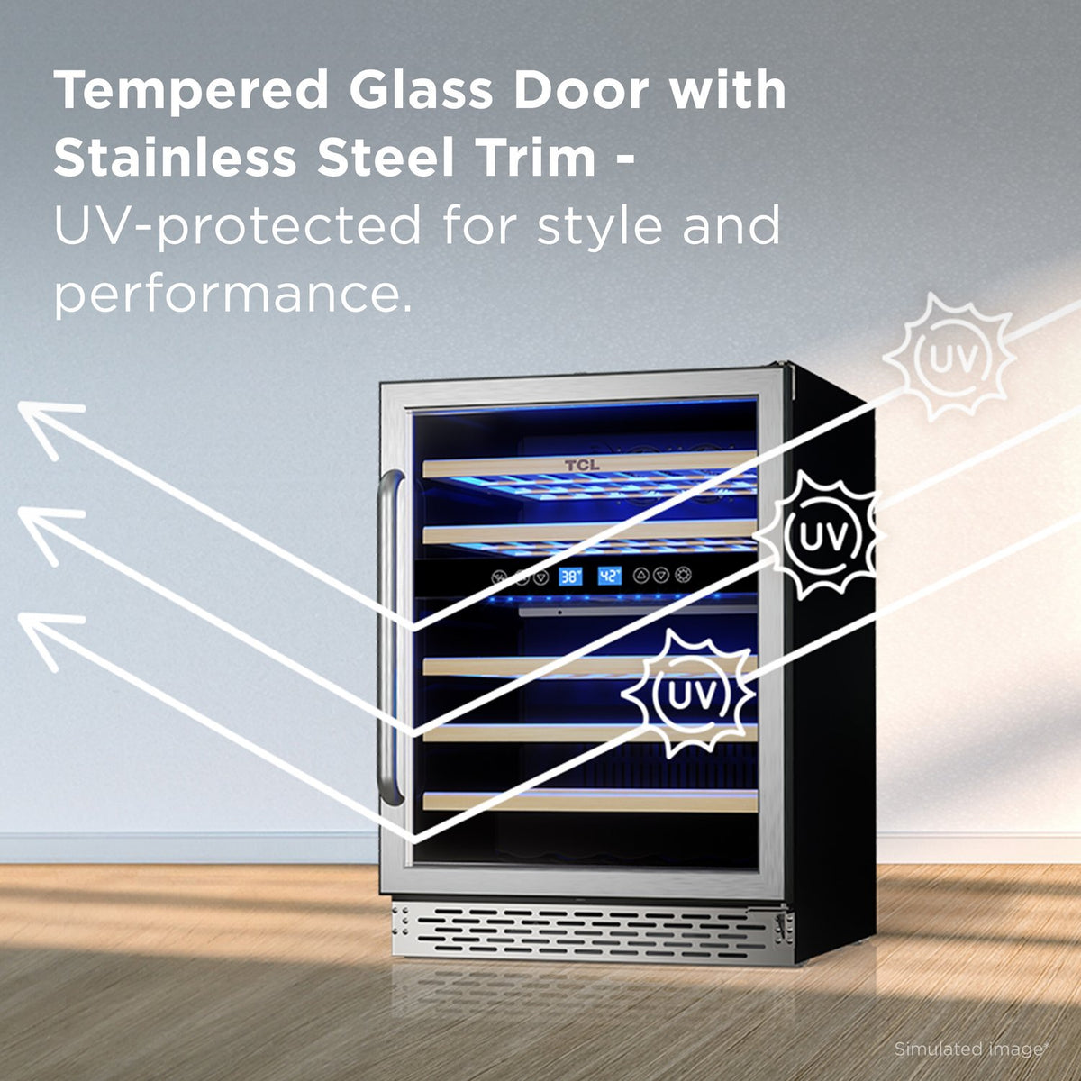 TCL TRW46B8AS 46 Bottle Dual Temperate Zone Wine Cooler - Stainless