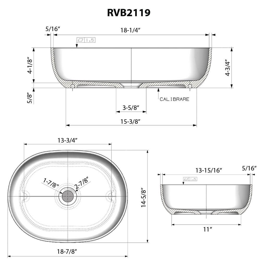 RUVATI RVB2119BK epiStone 19-inch Solid Surface Vessel Sink