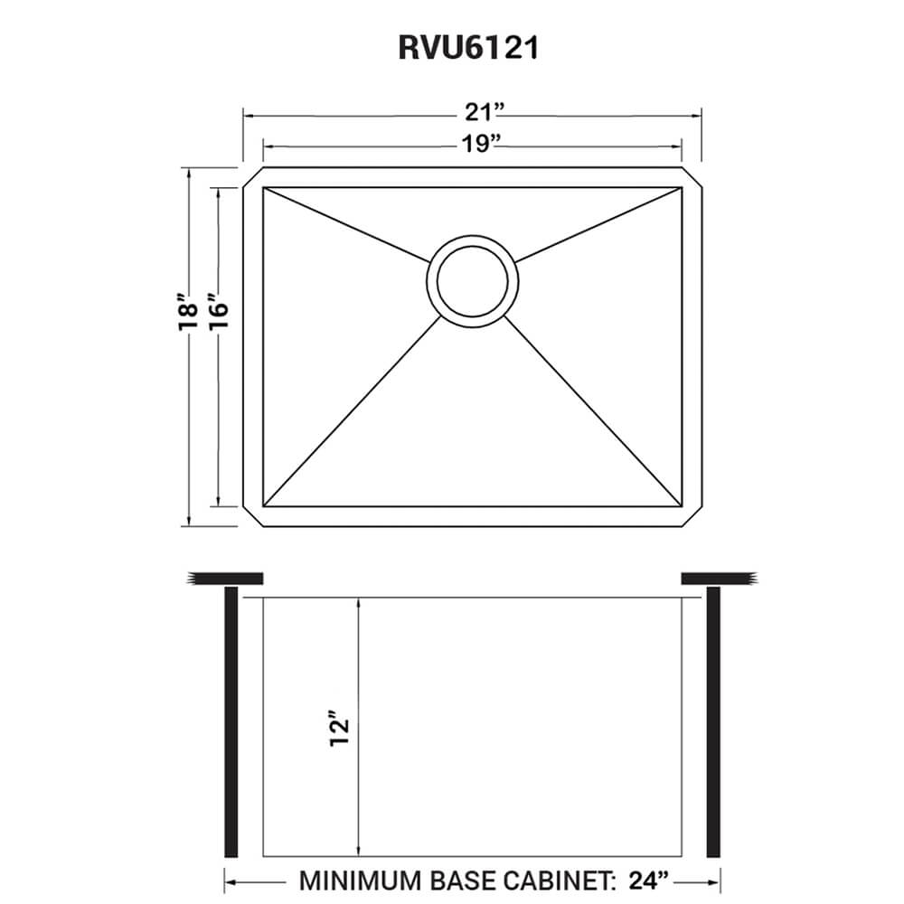 RUVATI RVU6121 21″ x 18″ x 12″ Deep Laundry Utility Sink Undermount 16 Gauge Stainless Steel