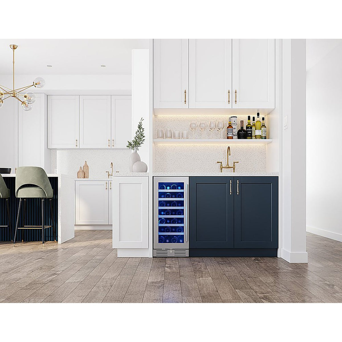 ZEPHYR PRW15C01CG Wine Cooler 15", Reversible, Single Zone
