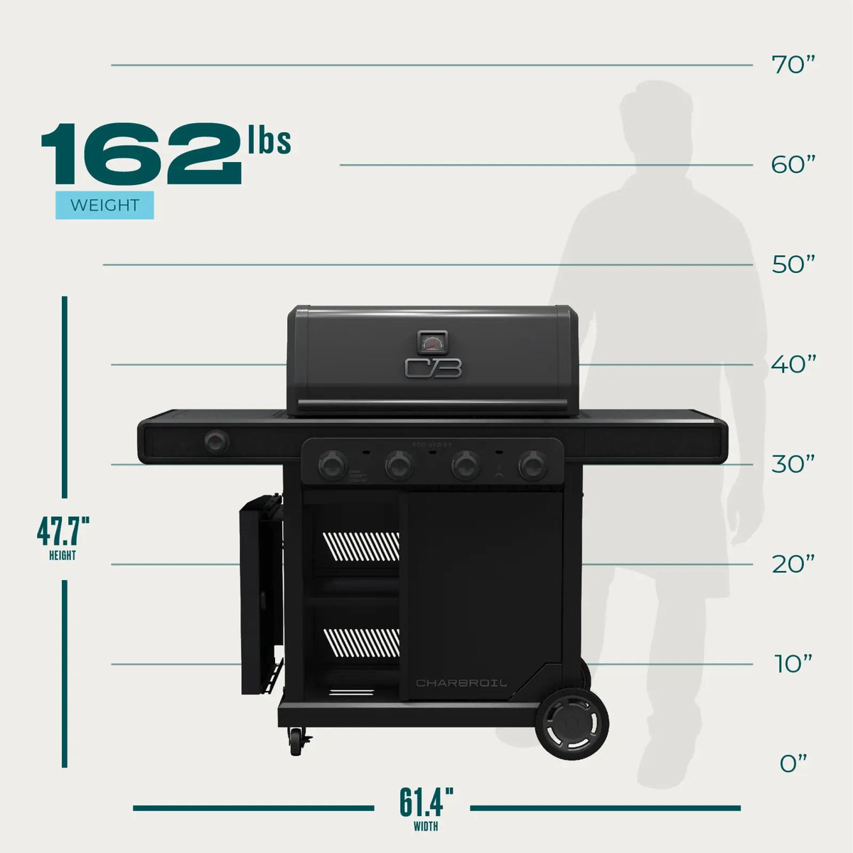 Char-Broil 463281024 Pro 4-Burner Gas Grill with Side Burner