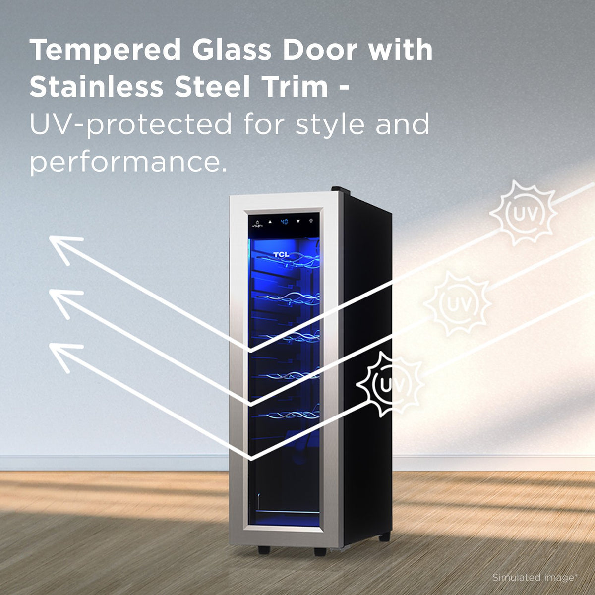 TCL TRW12F6AS 12 Bottle Single Temperature Zone Wine Cooler - Stainless