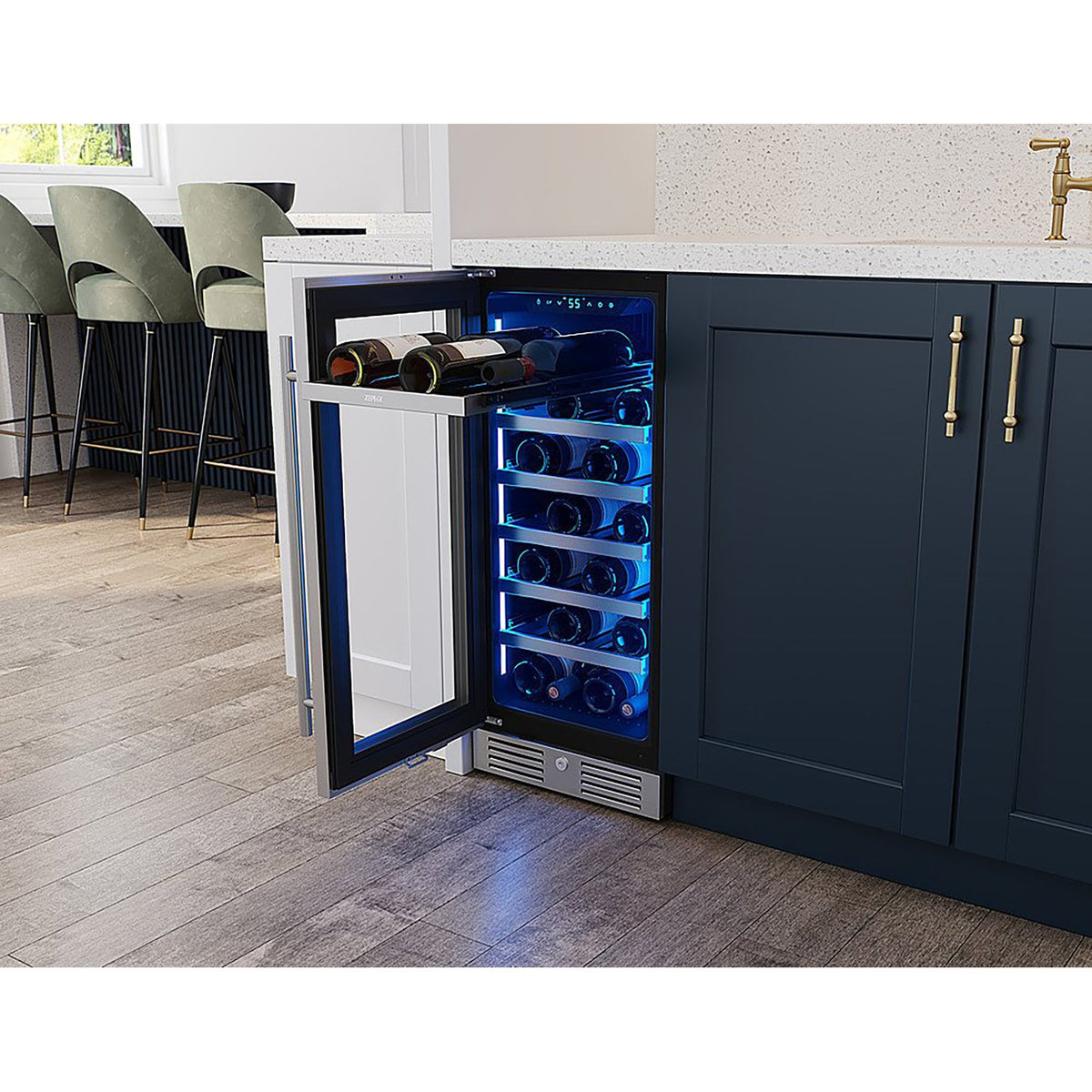 ZEPHYR PRW15C01CG Wine Cooler 15", Reversible, Single Zone