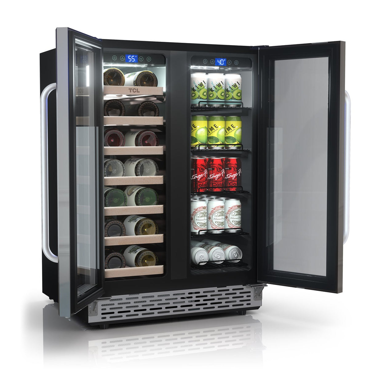 TCL TRD20B8AS 20 Bottle & 78 Can Dual Zone Wine & Beverage Cooler