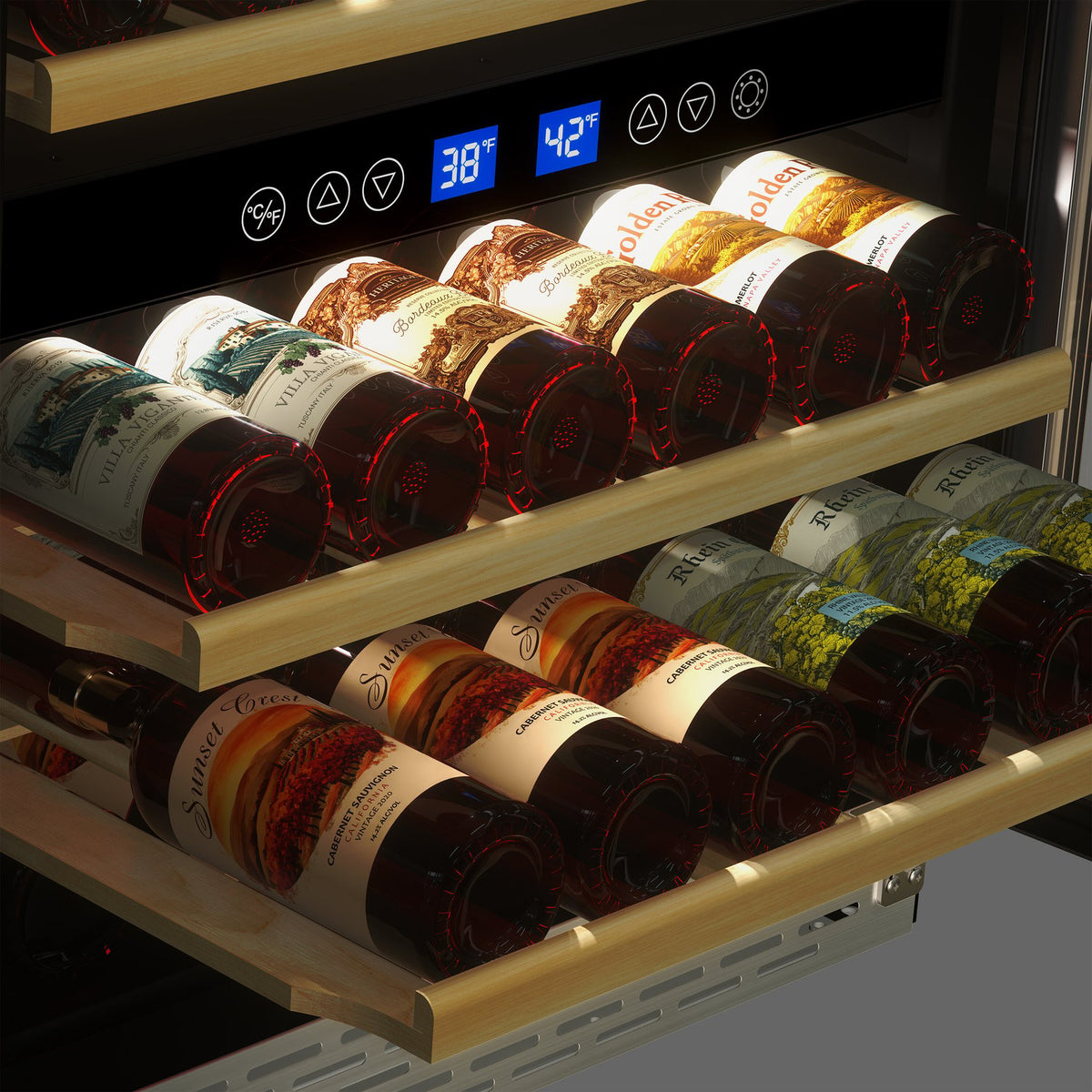 TCL TRW46B8AS 46 Bottle Dual Temperate Zone Wine Cooler - Stainless