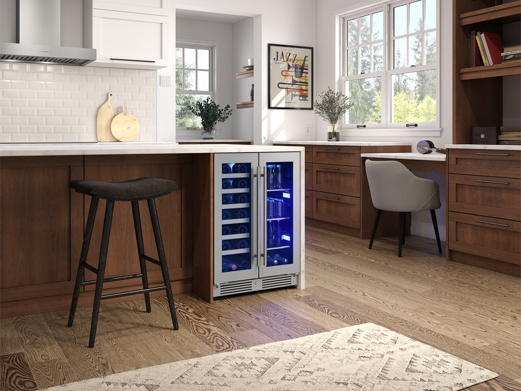 ZEPHYR PRWB24C32CG 24&quot; French Door Dual Zone Wine &amp; Beverage Cooler