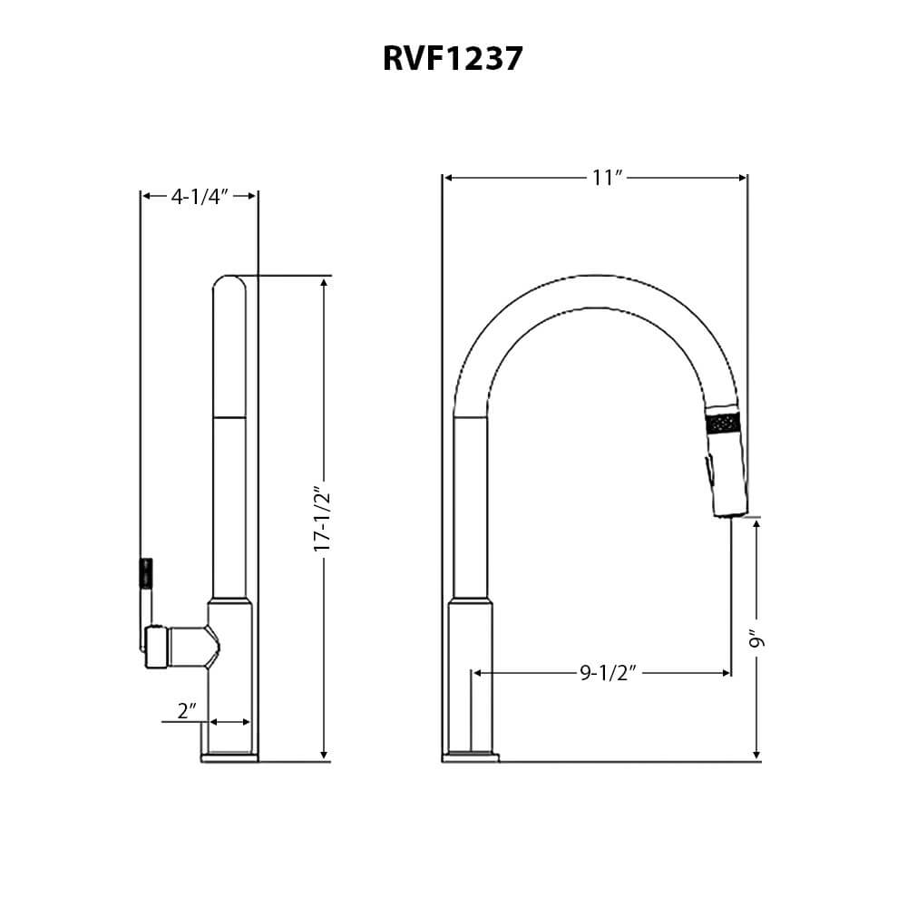 RUVATI RVF1237BN Vestia Single Handle Pull Down Kitchen Faucet Knurling Contemporary