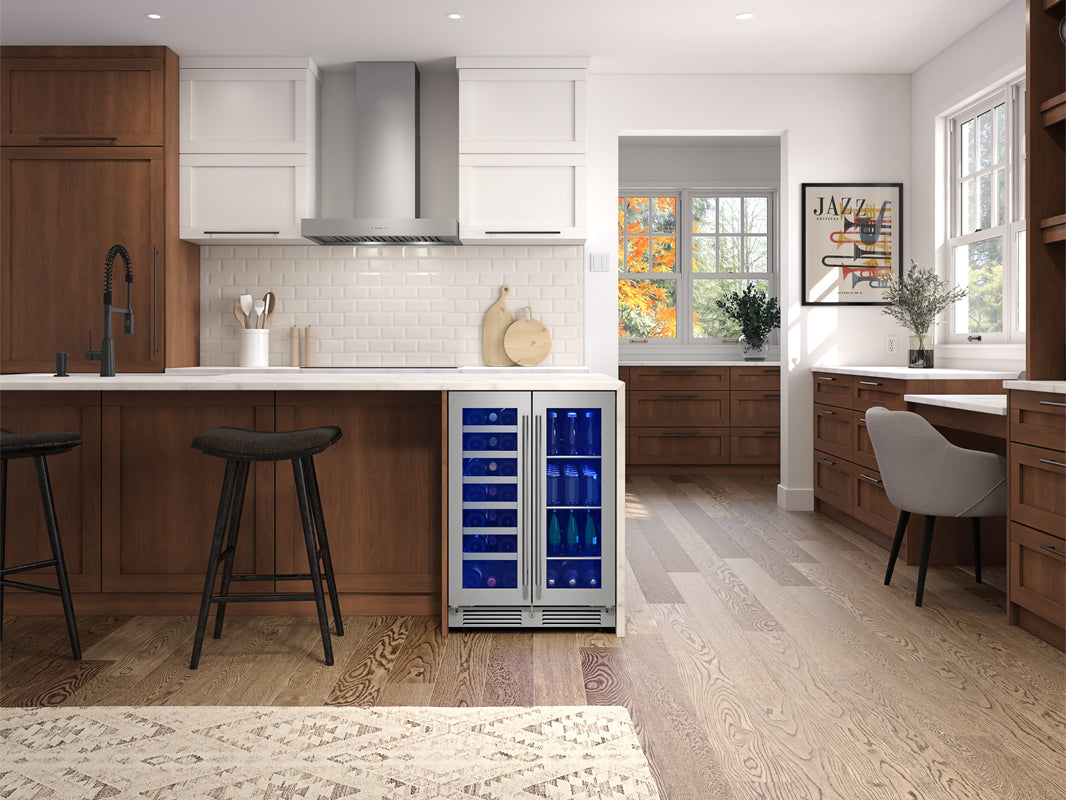 ZEPHYR PRWB24C32CG 24&quot; French Door Dual Zone Wine &amp; Beverage Cooler