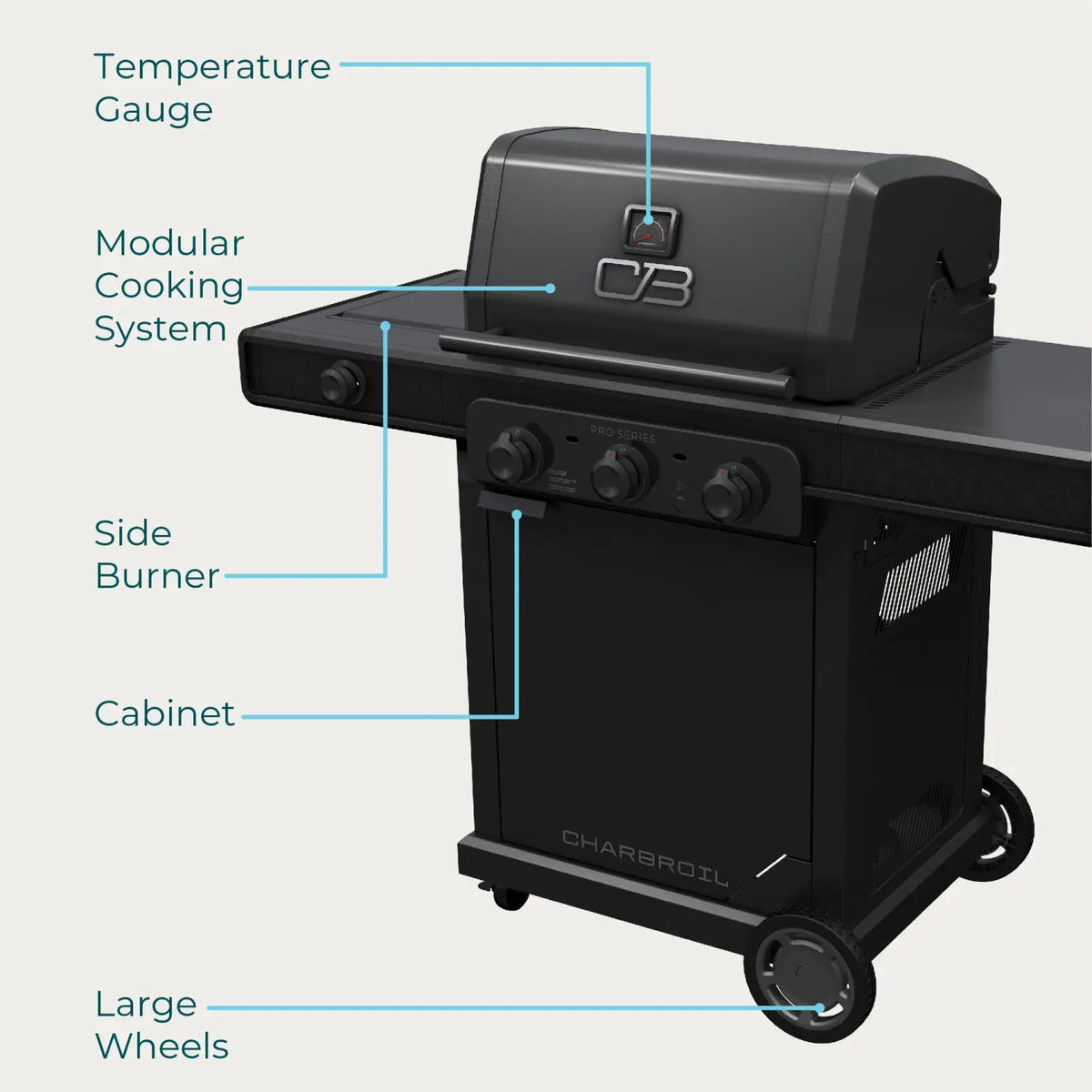 Char-Broil 463366724 Pro 3-Burner Gas Grill with Side Burner