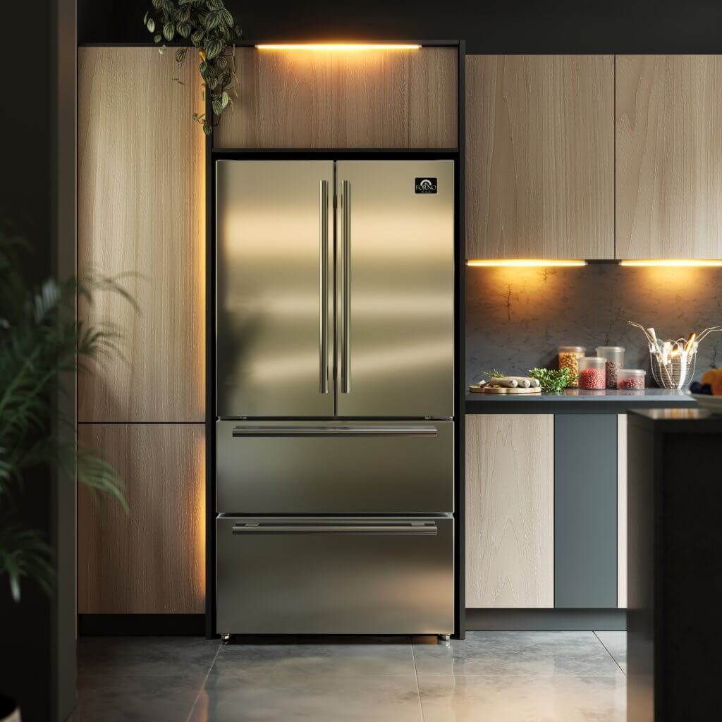 FORNO FFRBI1820-36S 36″ French Door 19.2 Cu.Ft. Stainless Steel Refrigerator