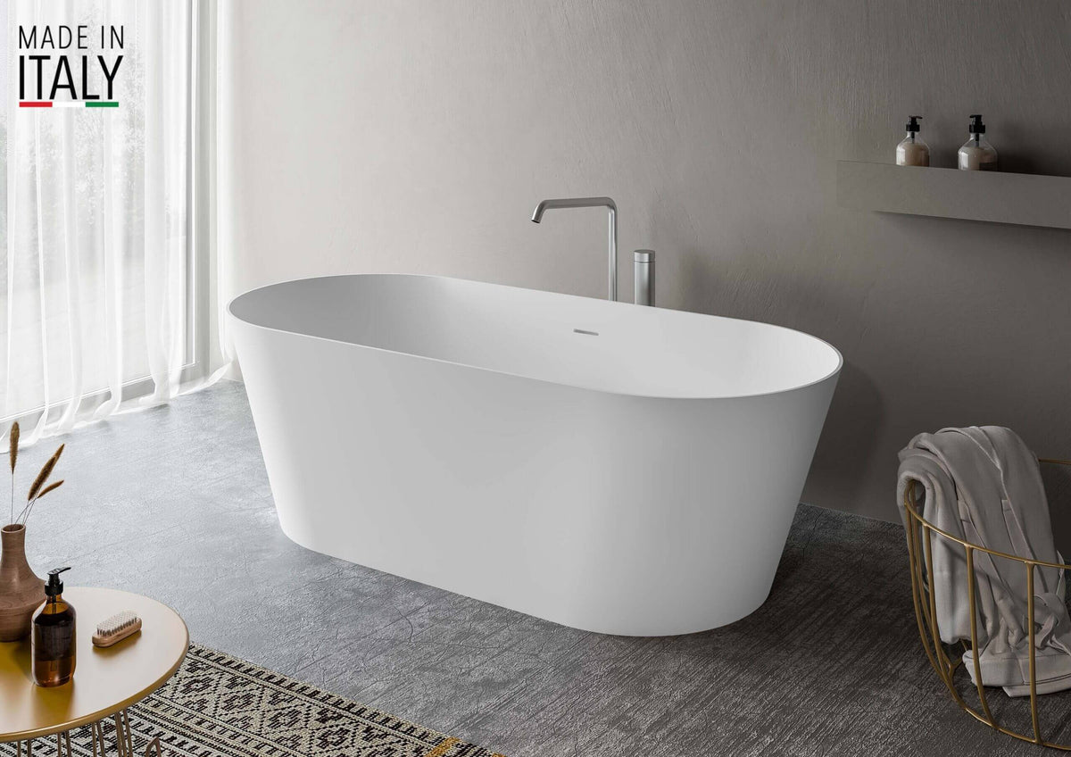 RUVATI RVB6750WH 67-inch White epiStone Solid Surface Oval Bath Tub