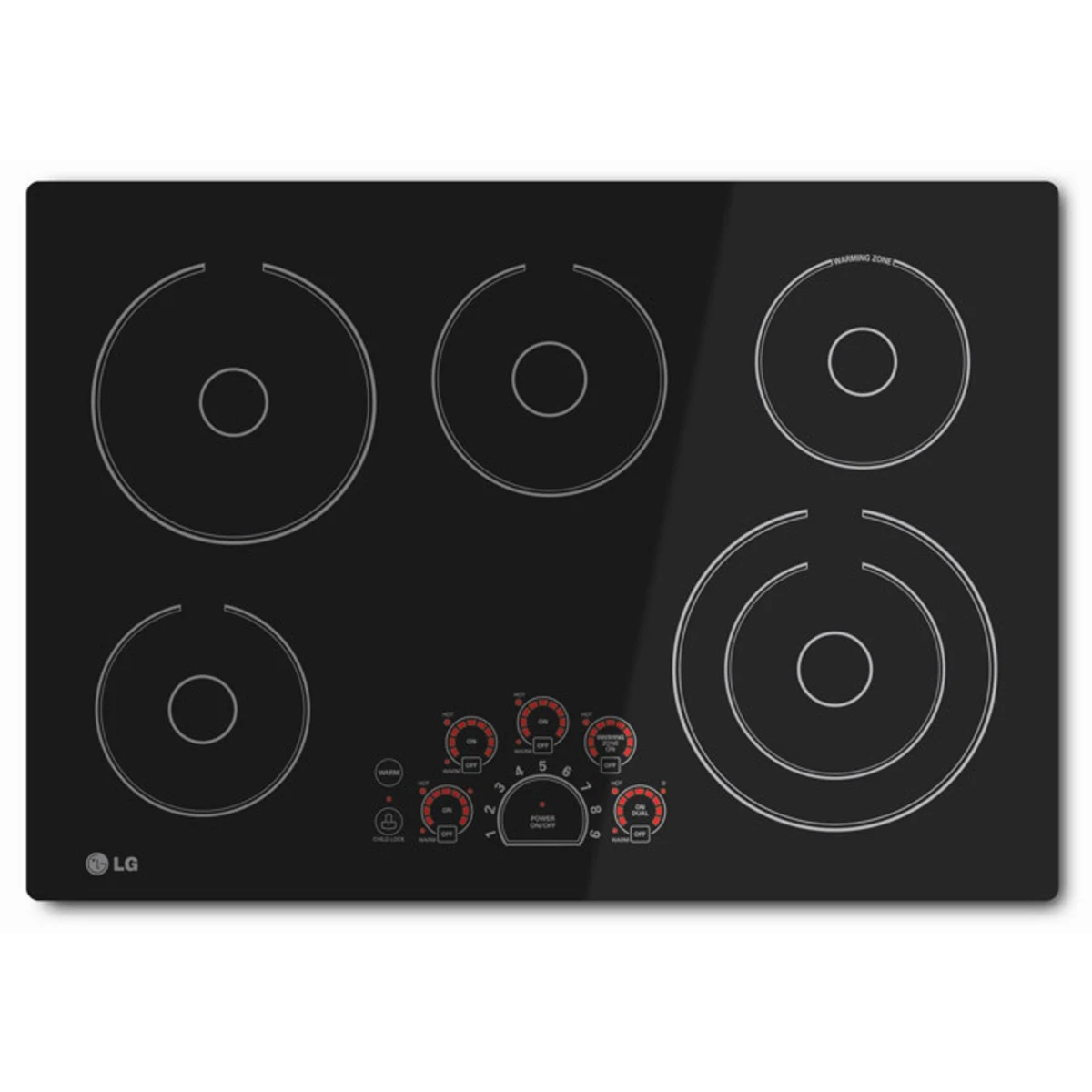 LG 30 Inch Electric Cooktop with 5 Burners - Black Ceramic