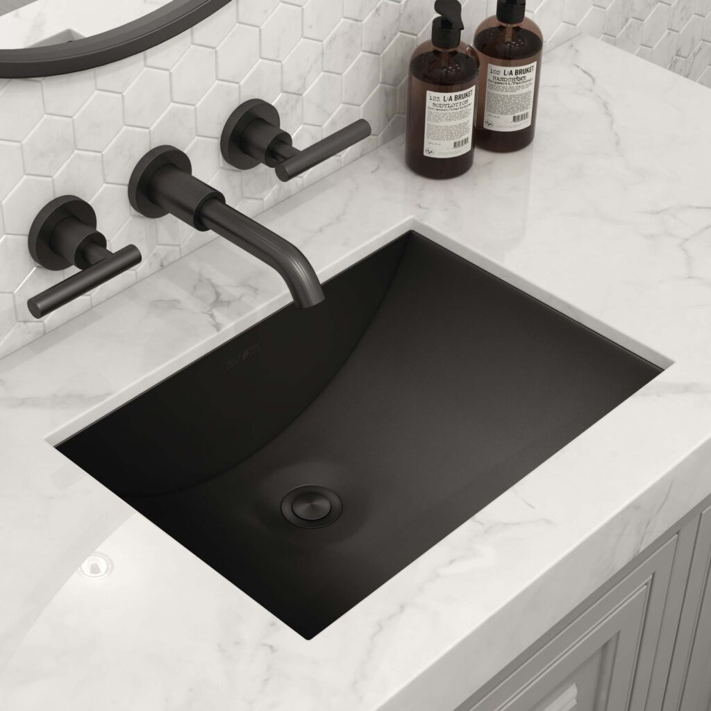 RUVATI RVH6107BL 16 x 11 inch Gunmetal Black Undermount Sink Stainless Steel