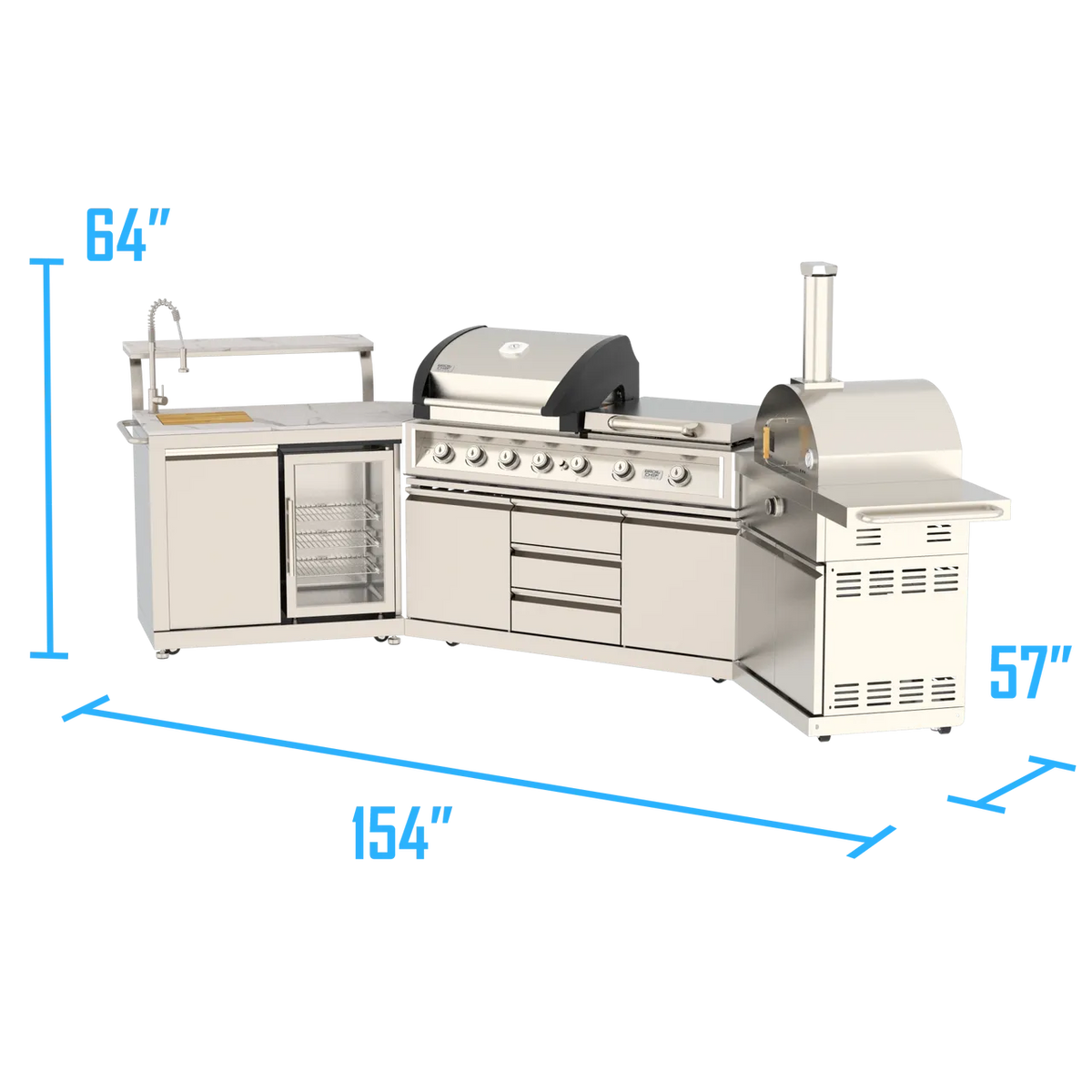 BROIL CHEF Paramount 8 Burner Classic S/S Pizza Oven Modular Suite