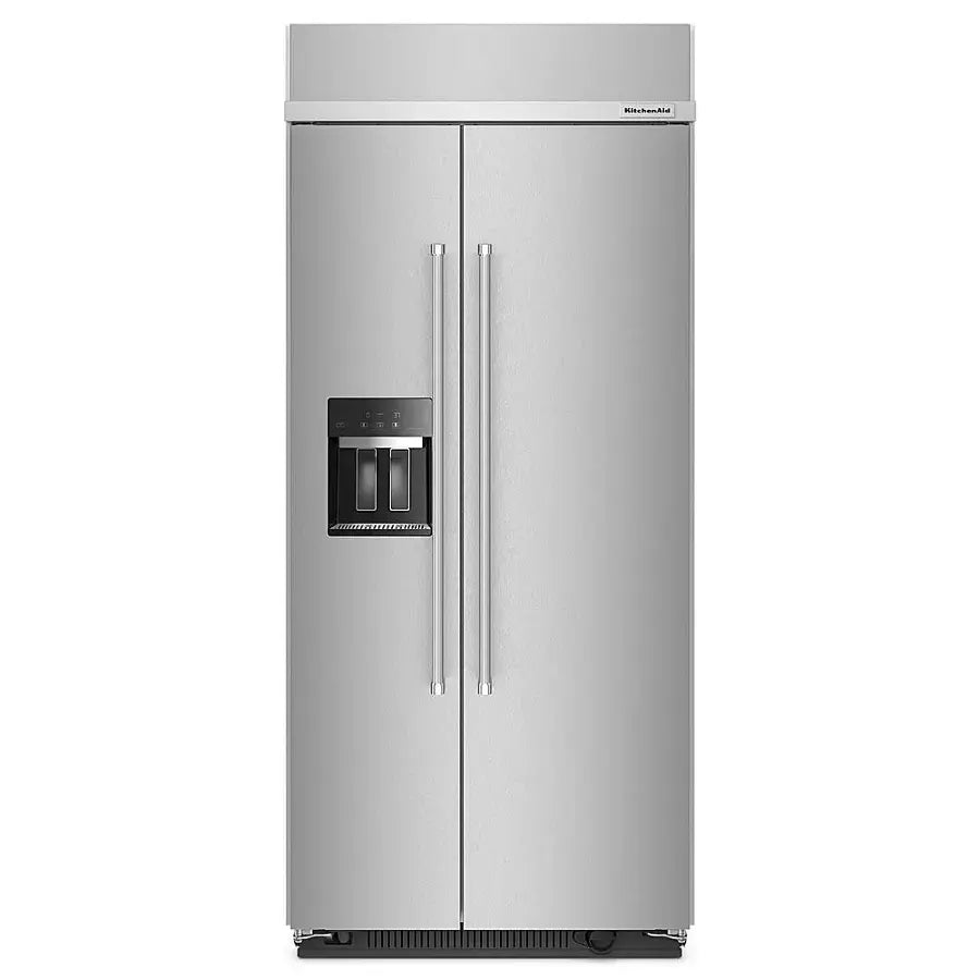 KITCHENAID KBSD706MPS 36&quot; Built-In Side-by-Side Refrigerator with Ice and Water Dispenser