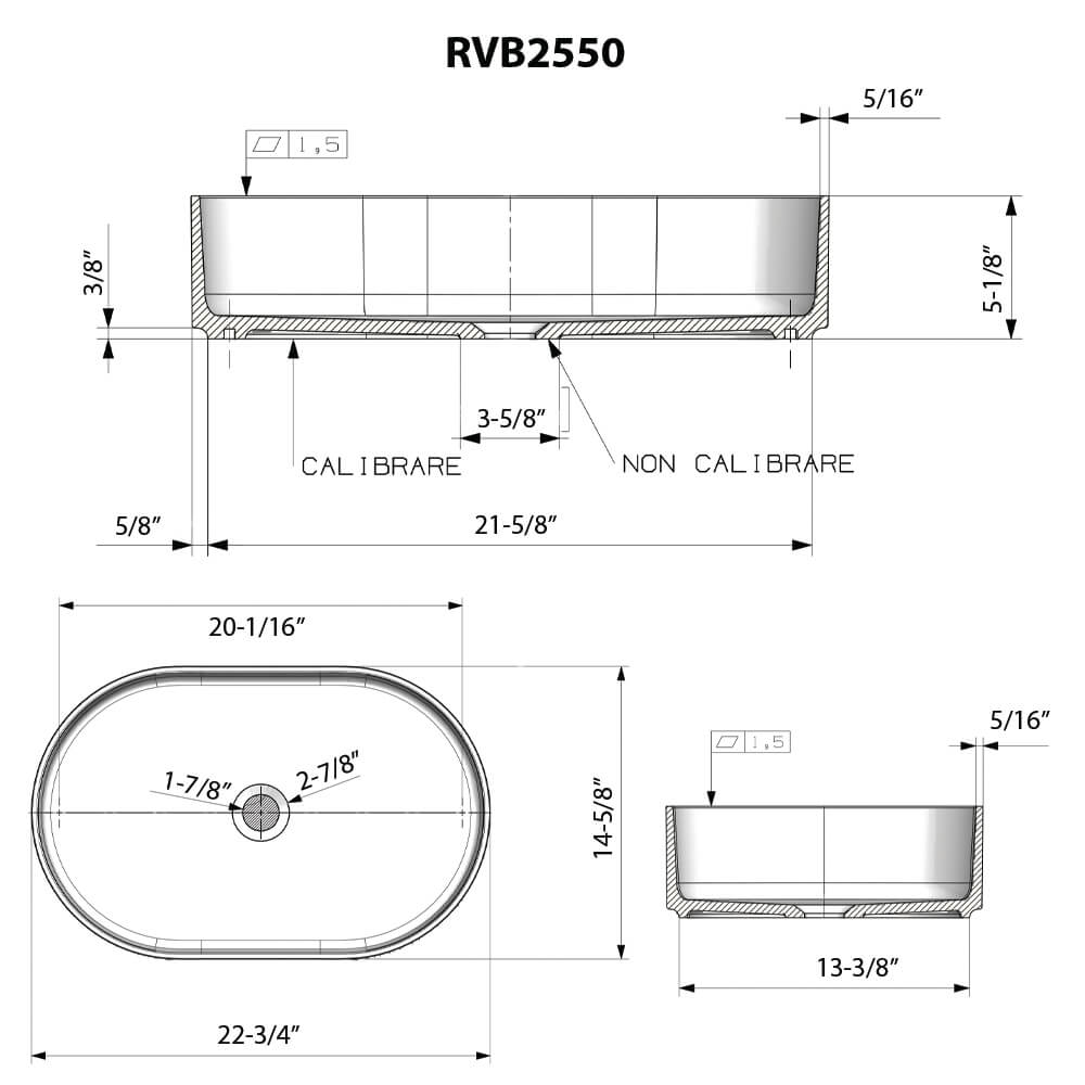 RUVATI RVB2550WH Matte White epiStone Modern Bathroom Vessel Sink
