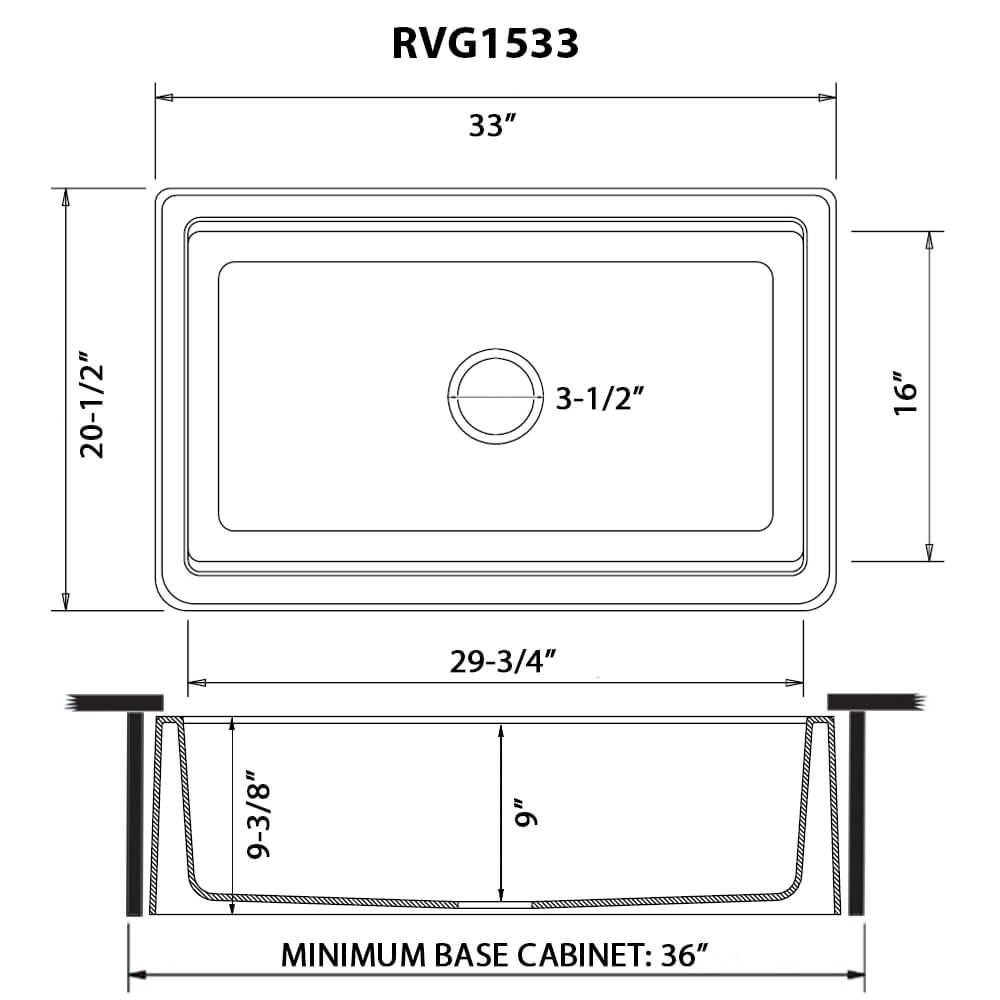 RUVATI RVG1533WH 33-inch Matte White Granite Farmhouse Workstation