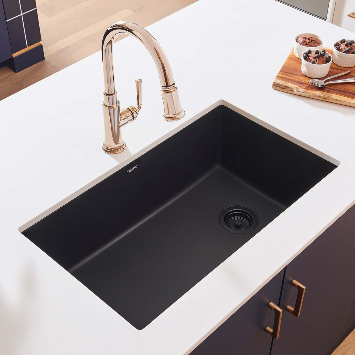 RUVATI RVG2033BK epiGranite 32 x 19 epiGranite Undermount Granite Composite Sink – Midnight Black