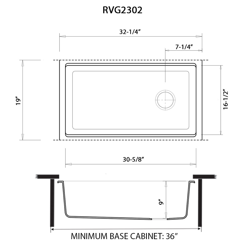 RUVATI RVG2302WH 33-inch Granite Composite Workstation Undermount - White