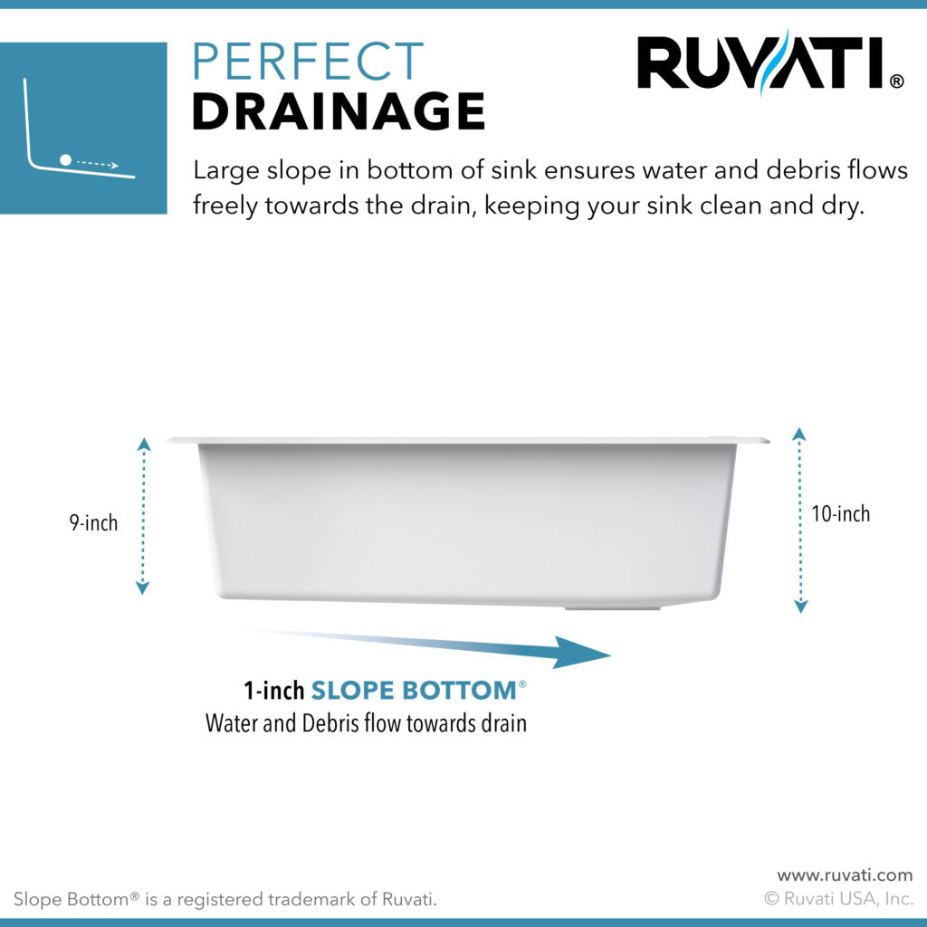 RUVATI RVG2302WH 33-inch Granite Composite Workstation Undermount - White