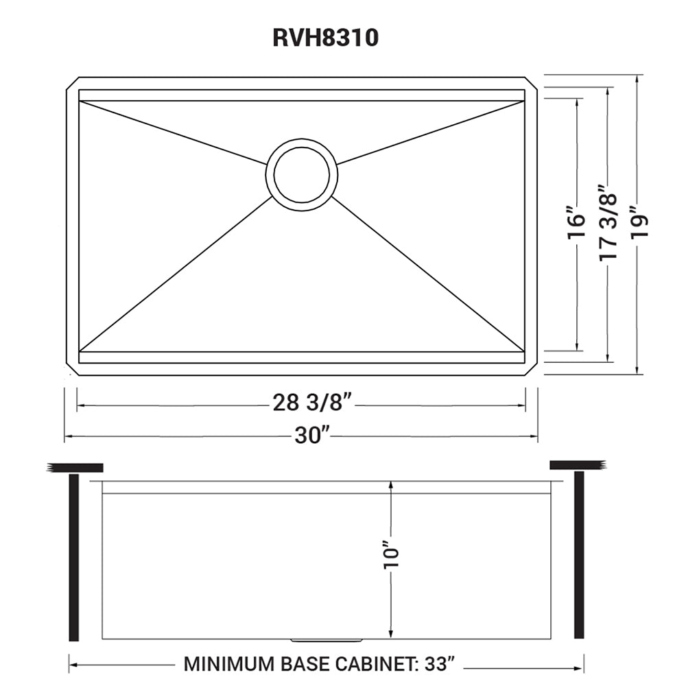 RUVATI RVH8310 30-inch Workstation Ledge Undermount 16 Gauge Stainless Steel Kitchen Sink