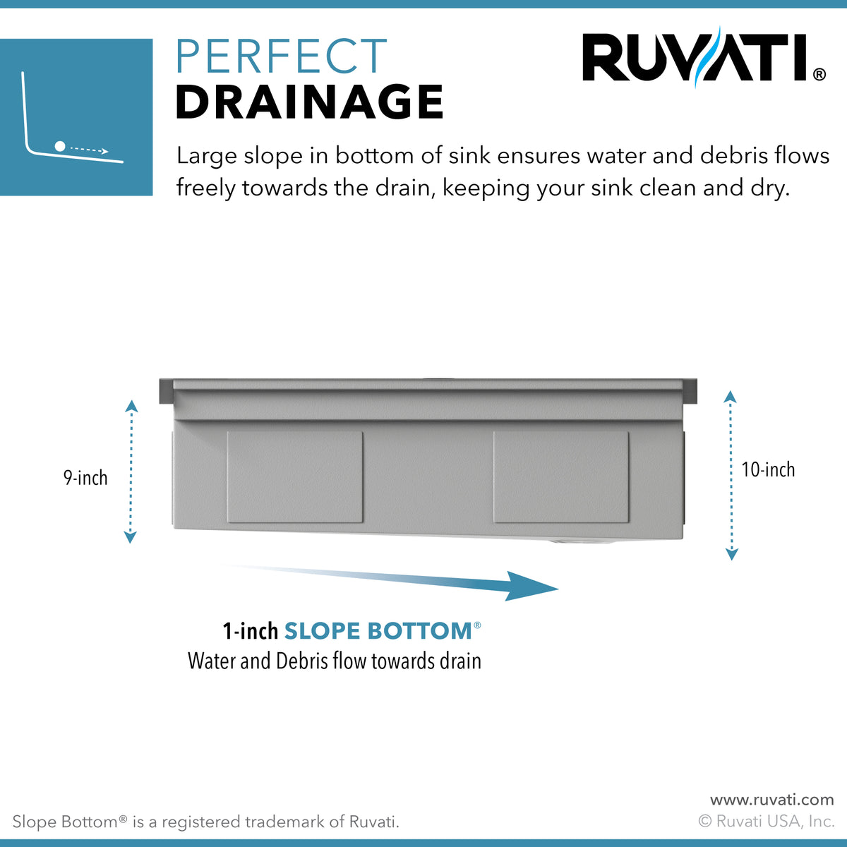 RUVATI RVH8333 45-inch Workstation Two-Tiered Kitchen Sink Undermount