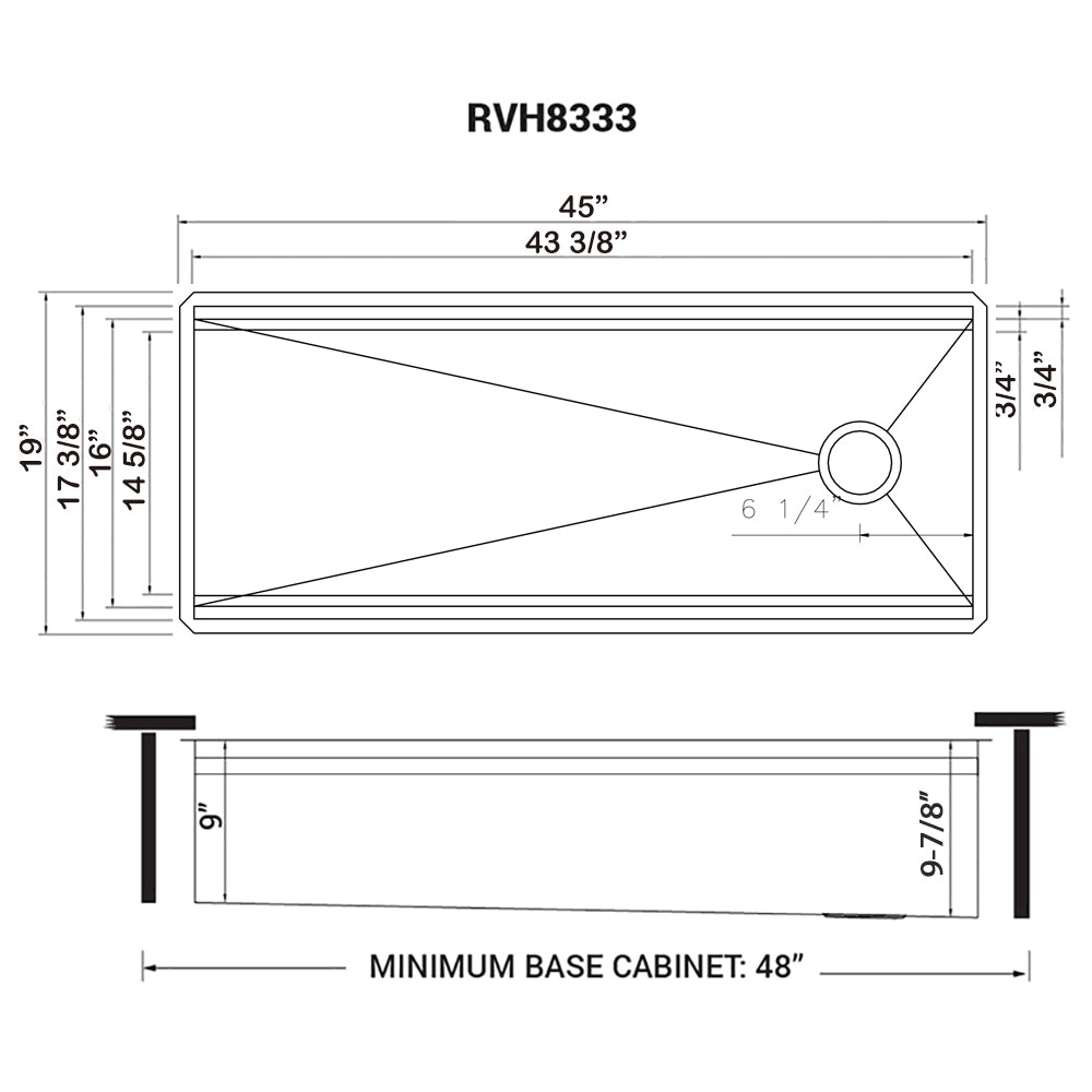 RUVATI RVH8333 45-inch Workstation Two-Tiered Kitchen Sink Undermount