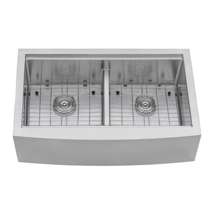 RUVATI RVH9301 36″ Apron-front 50/50 Farmhouse Kitchen Sink Stainless Steel