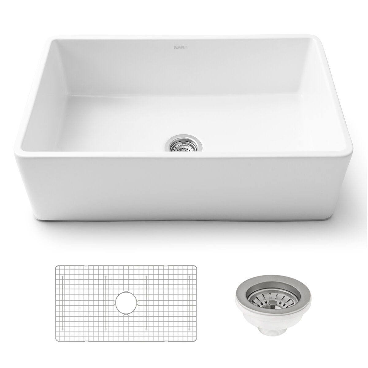 RUVATI RVL2100WH 30" Fireclay Reversible Farmhouse Apron-Front Kitchen Sink