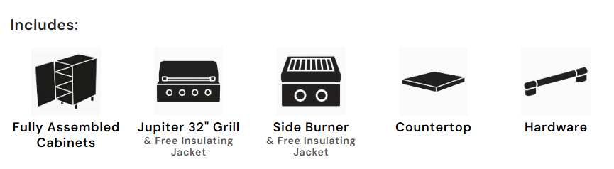 Premium Outdoor Kitchen Set – 86" Sandbar with Side Burner