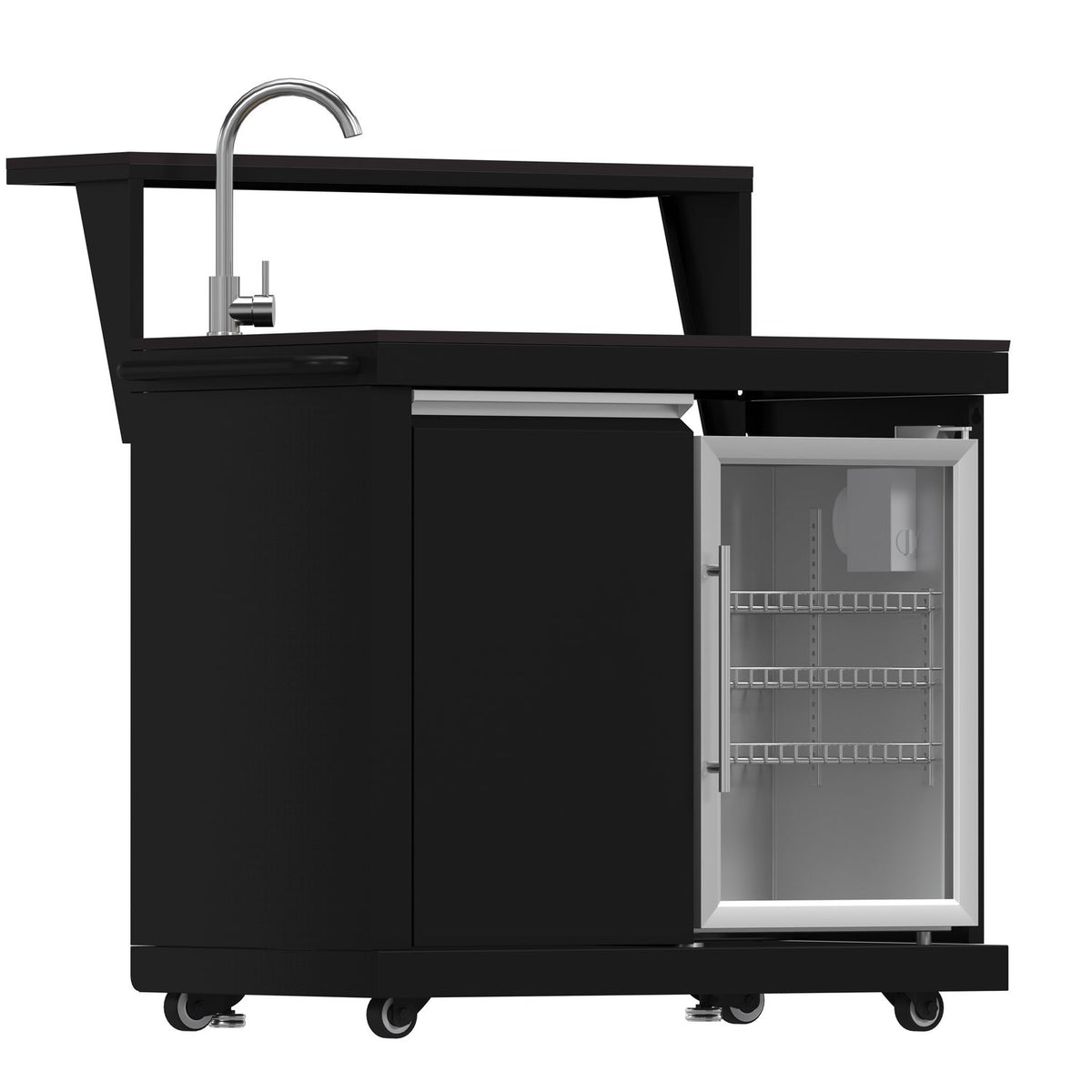 FORNO FODKT2551BLK Outdoor Kitchen w/ BBQ, Sink & Bar Module, Gas Pizza Oven - Black
