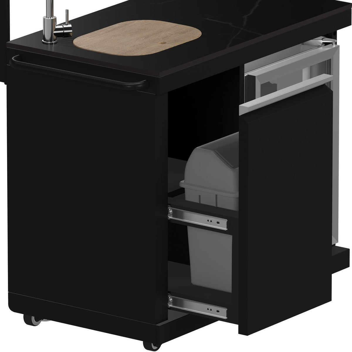 FORNO FODKT2551BLK Outdoor Kitchen w/ BBQ, Sink & Bar Module, Gas Pizza Oven - Black