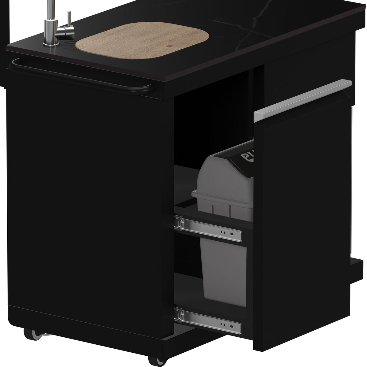 FORNO FODKT2568BLK Outdoor Kitchen w/ BBQ, Plancha, Gas Pizza Oven, Sink & Bar Module - Black