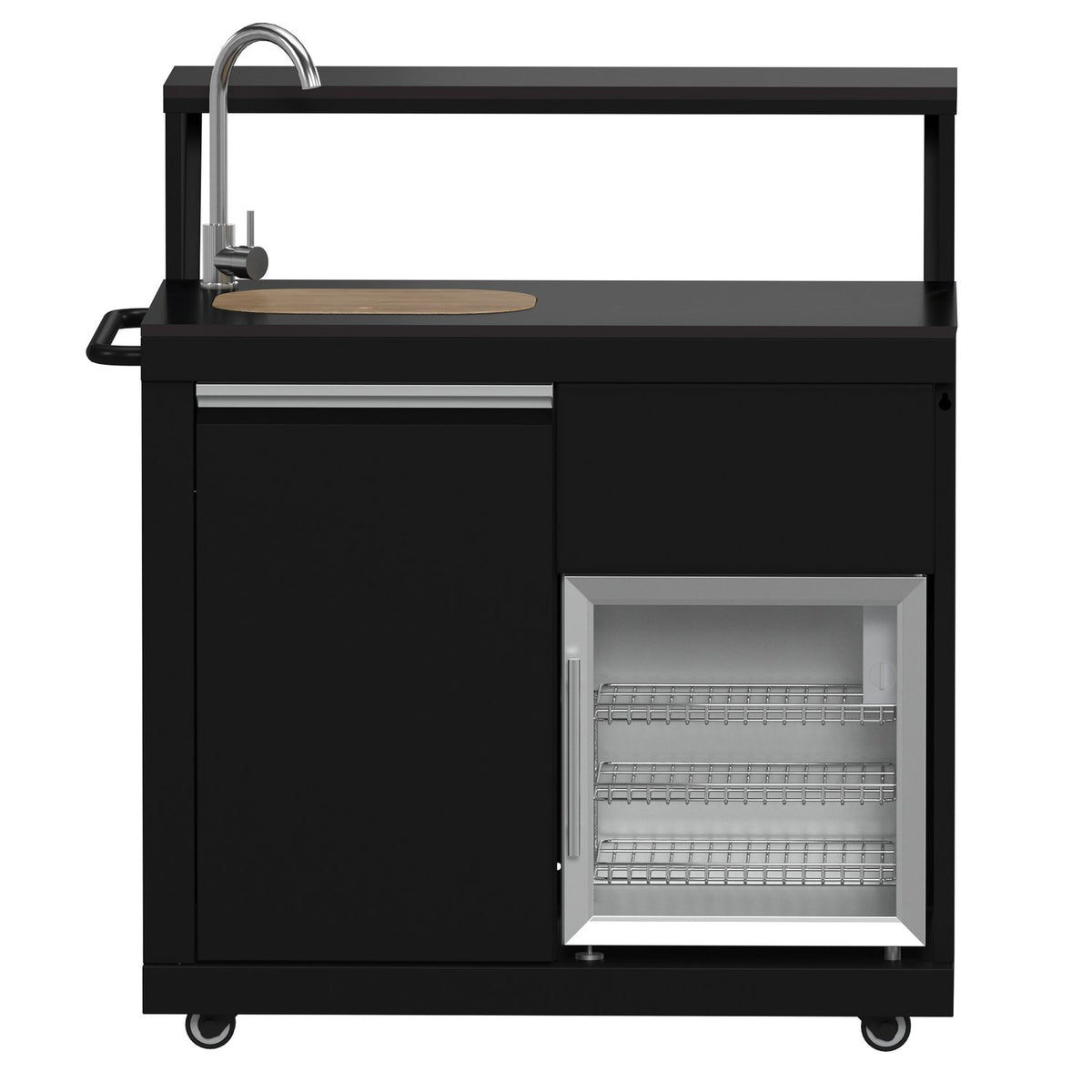 FORNO FODKT2582BLK Outdoor Kitchen w/ BBQ, Sink Module, Bar & Beverage Center - Black