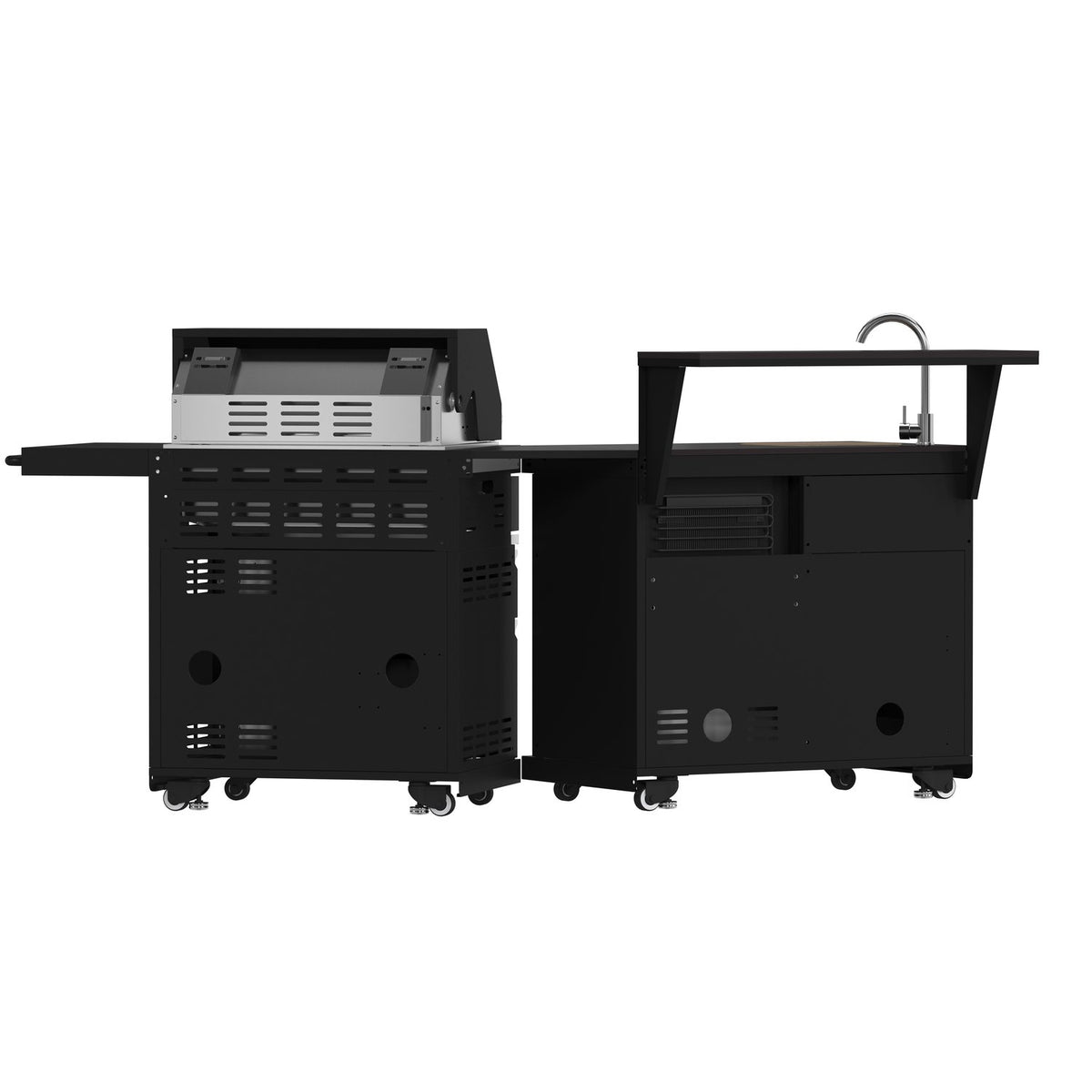 FORNO FODKT2582BLK Outdoor Kitchen w/ BBQ, Sink Module, Bar & Beverage Center - Black