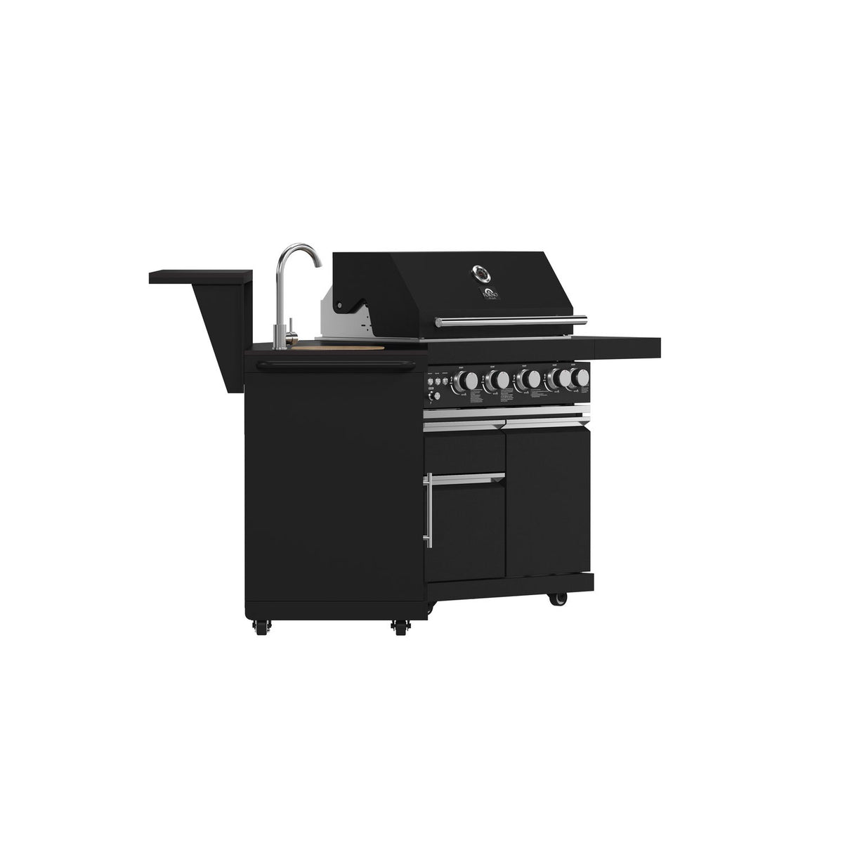 FORNO FODKT2582BLK Outdoor Kitchen w/ BBQ, Sink Module, Bar & Beverage Center - Black