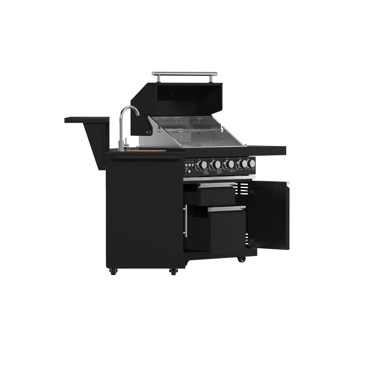 FORNO FODKT2582BLK Outdoor Kitchen w/ BBQ, Sink Module, Bar & Beverage Center - Black