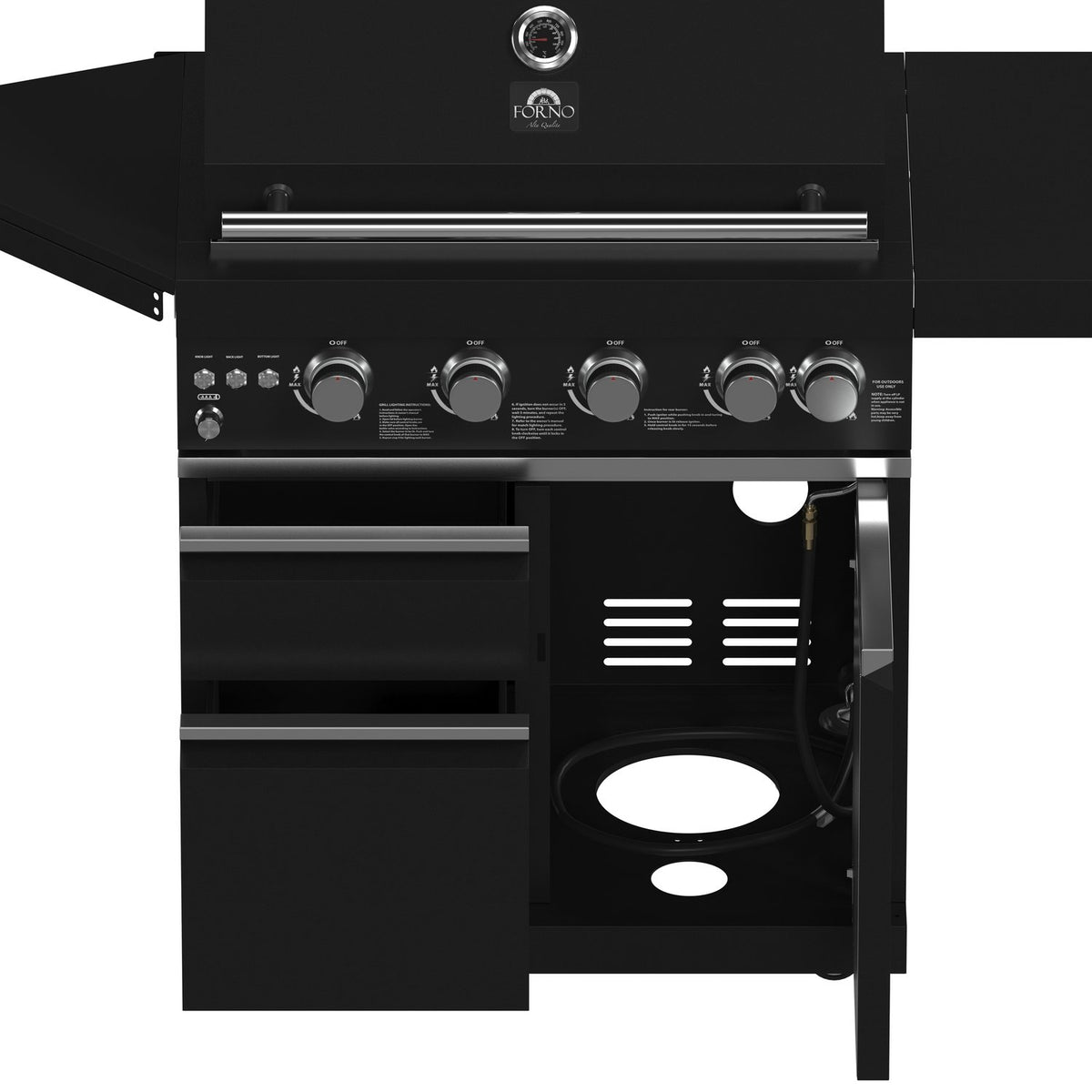 FORNO FODKT2582BLK Outdoor Kitchen w/ BBQ, Sink Module, Bar & Beverage Center - Black