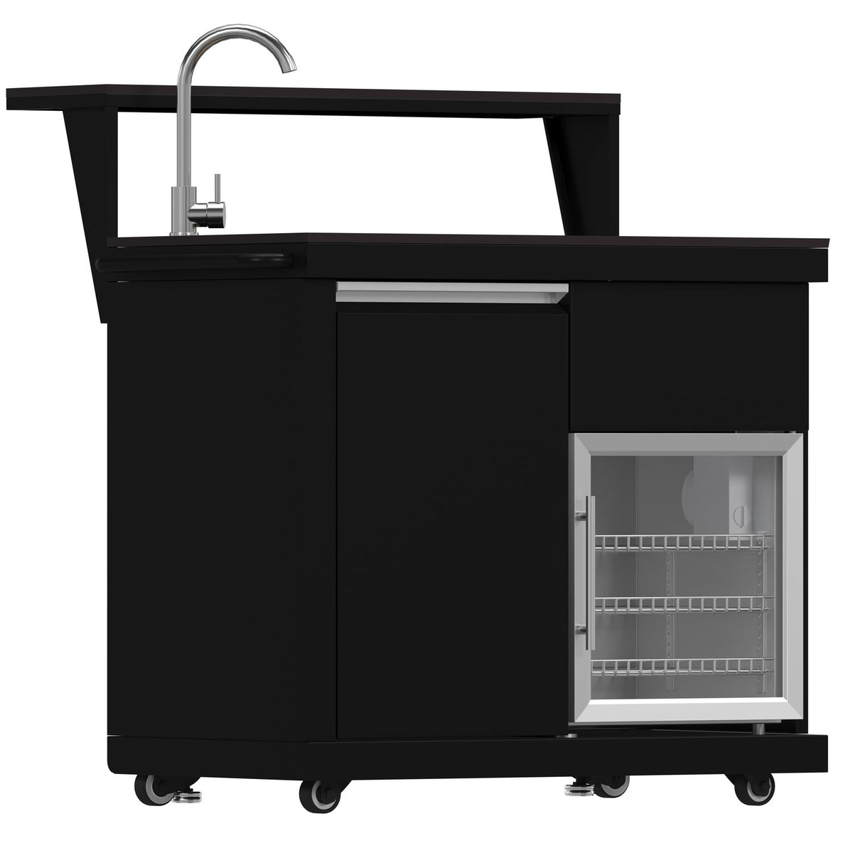 FORNO FODKT2582BLK Outdoor Kitchen w/ BBQ, Sink Module, Bar & Beverage Center - Black