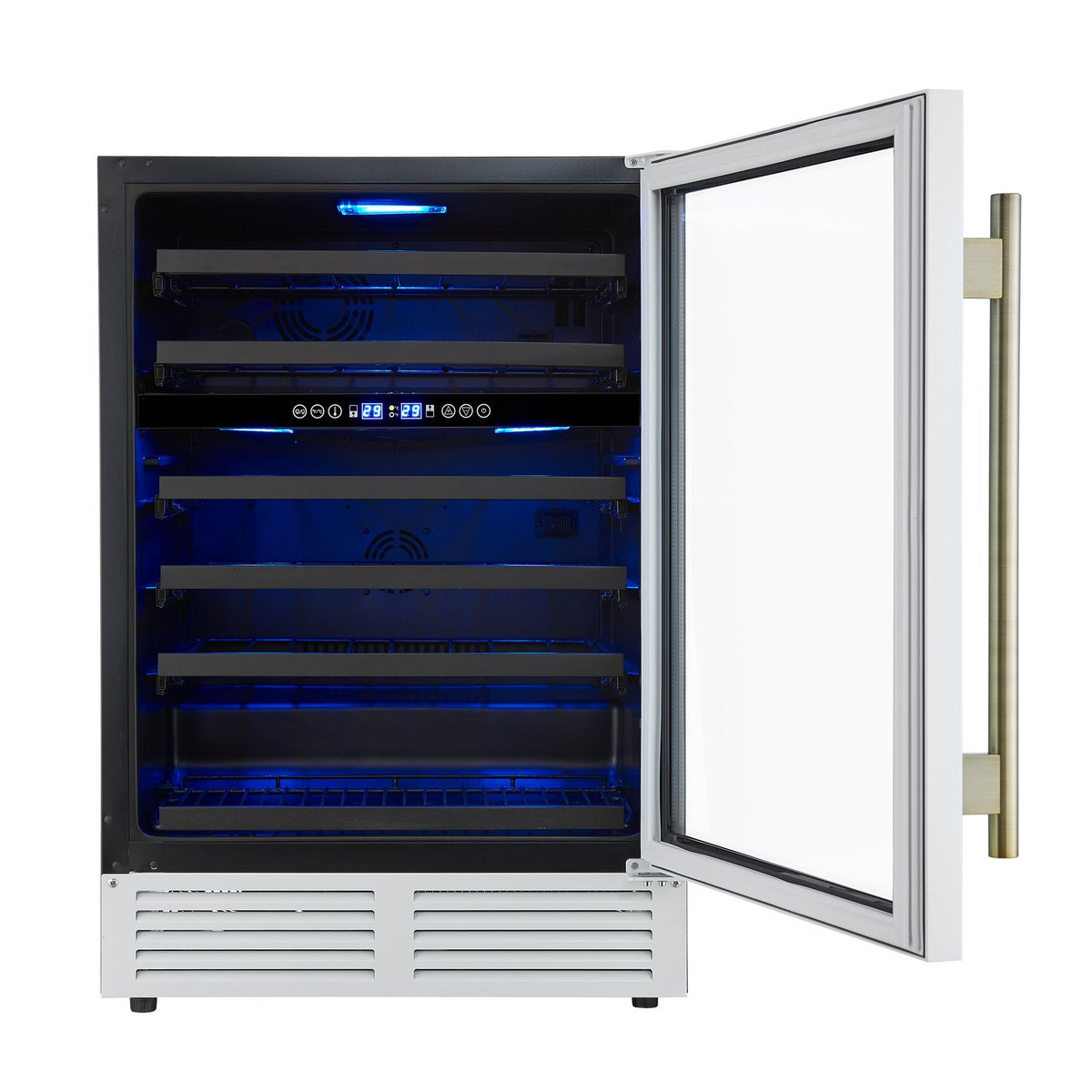 FORNO FWCDR6634-24WHT Wine Cooler, 51 Bottle Capacity, Antique Brass - White